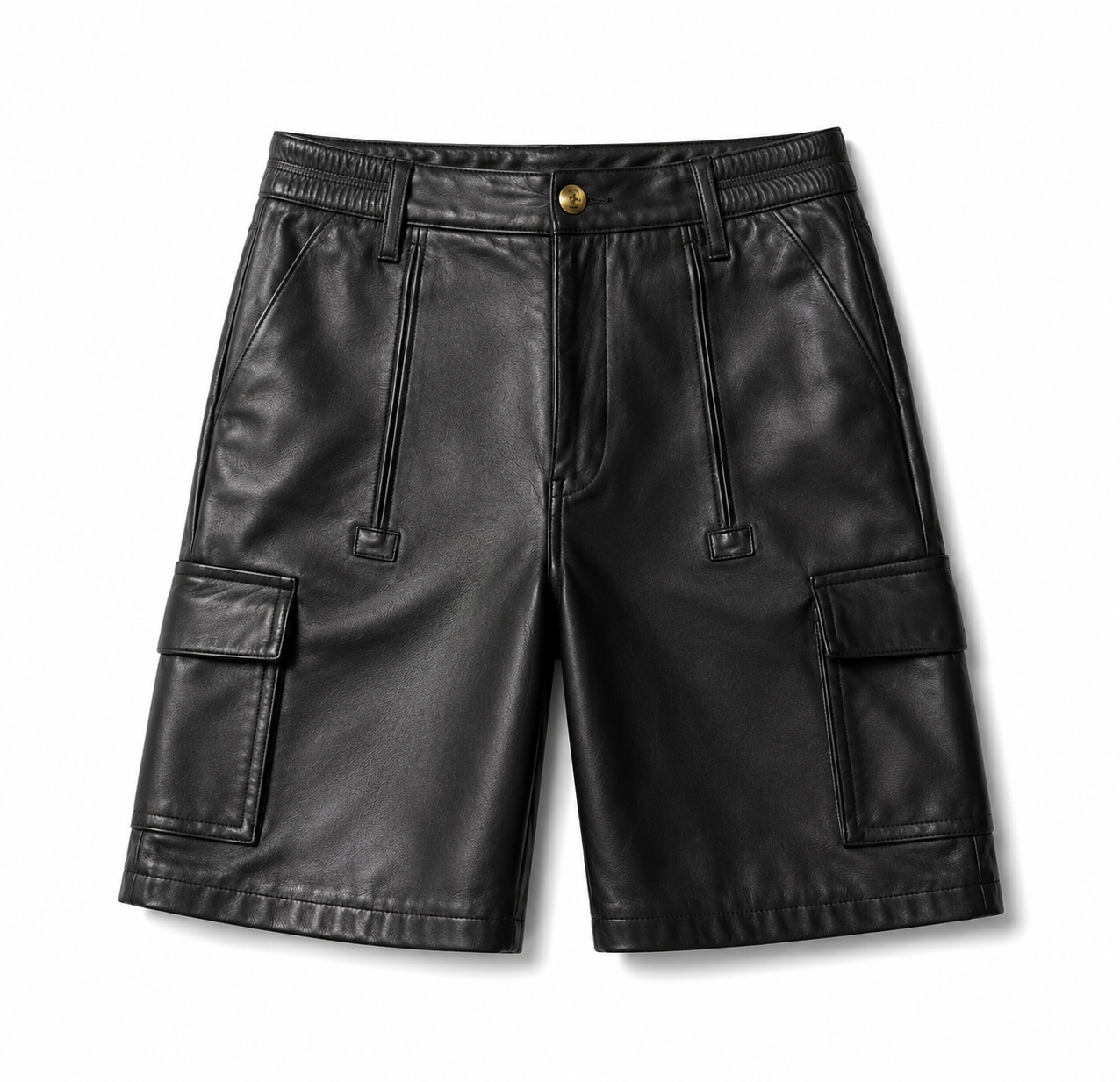 Men's Solid Color PU Casual Men's Leather Short Pants