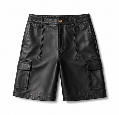 Men's Solid Color PU Casual Men's Leather Short Pants