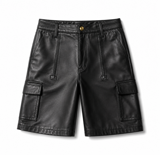 Men's Solid Color PU Casual Men's Leather Short Pants
